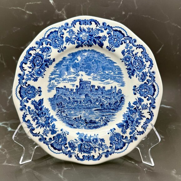 Staffordshire Blue & White Windsor 9” Castle English Plate by Unicorn - Picture 16 of 17